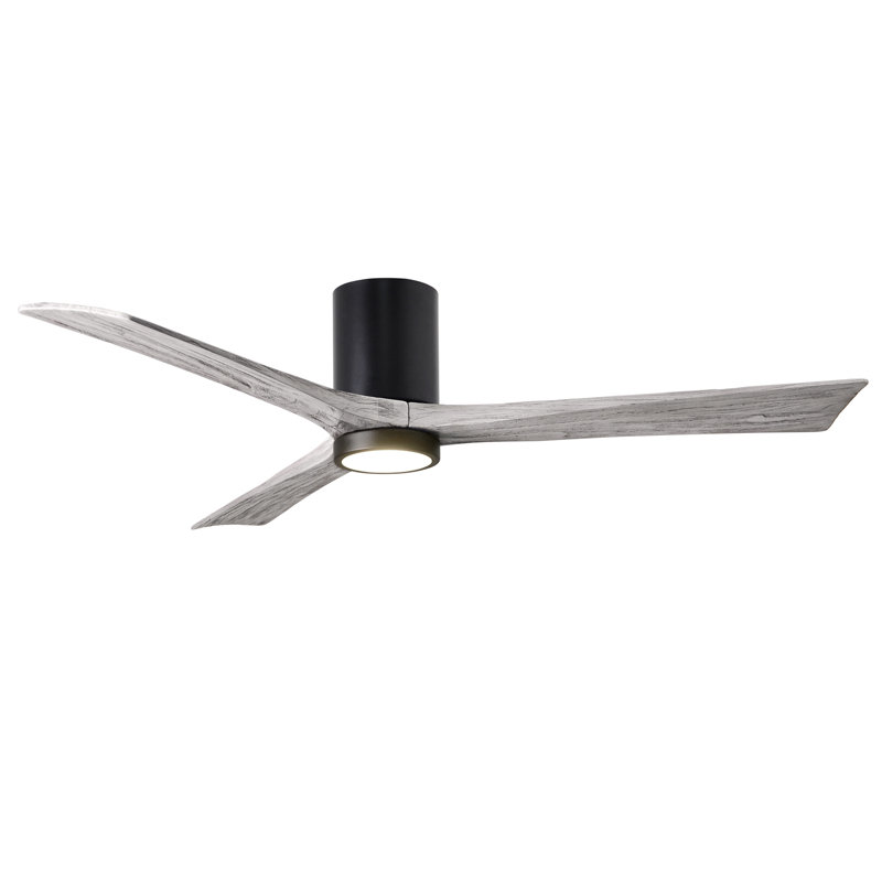 Olivier à 3 pales DEL standard avec ventilateur de plafond et ensemble d'éclairage inclus, Noir mat, Ton bois de grange, 60"