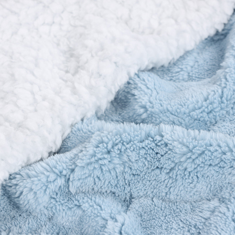 Literie moelleuse réversible de qualité supérieure Sherpa, Jeté, Bleu clair