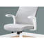 Chaise de bureau à haut dossier, tissu maillé gris, structure en métal blanc, hauteur réglable pour un confort optimal