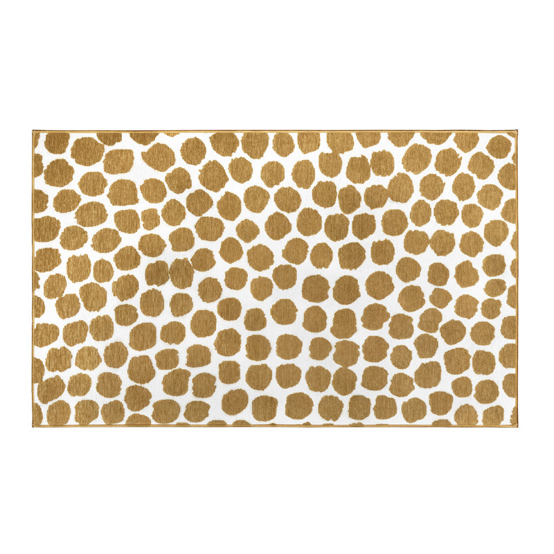 Puff Dotty Honey Beige Washable Rug, Rectangle 3' x 5'