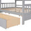 Lit double en bois pleine grandeur, finition grise, 2 tiroirs, tablette arrière pour lunettes de soleil, gris idéal, tablette de rangement,