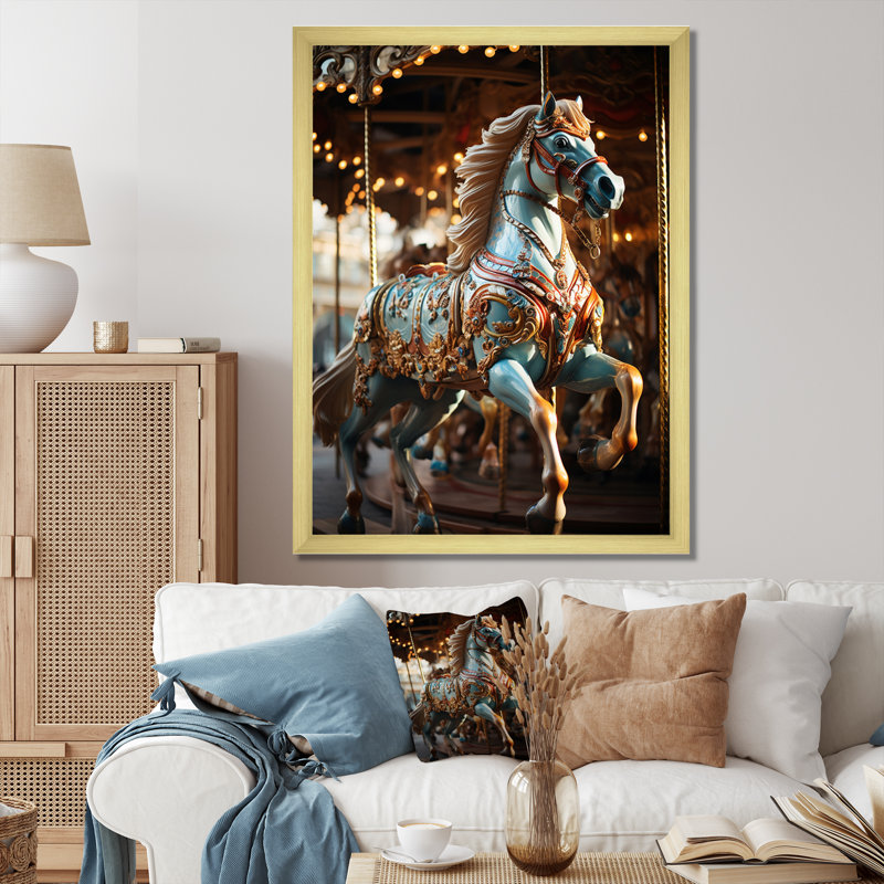 Xaylee Carousel Carousel Bliss, reproduction d'art sur toile, H 32 po x l 24 po x P 1 po, Encadrement doré