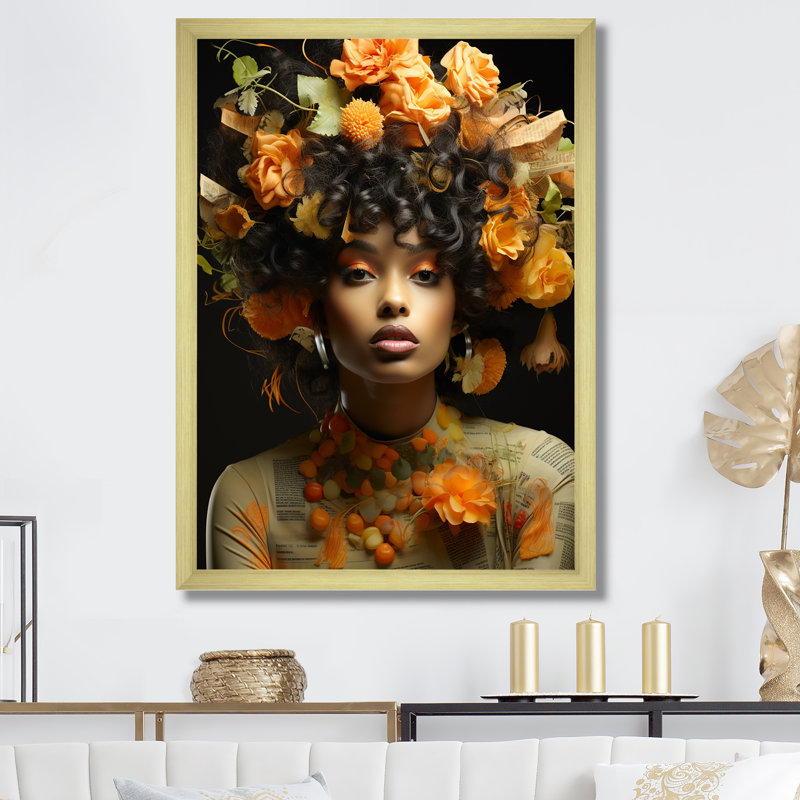 Cantaloup Cantos Portrait de femme, Gold Picture Framed, 32" H x 16" W