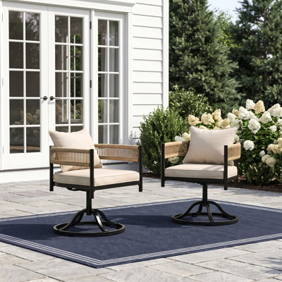 Chaises de salle à manger pivotantes en osier pour terrasse