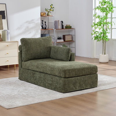 31.9" W Modern Chenille Modular Sofa Bed With Pillow-Right