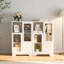 Armoire de rangement multifonctionnelle en MDF massif - 2 portes en verre incassables, tablettes réglables, conception sans poignée (pour le salon / bureau / chambre à coucher) ， Bleu-1867042770