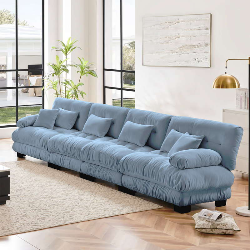 Canapé modulaire 4 places à assise profonde et canapé modulaire, canapé en chenille Canapé rembourré confortable pour salon, appartement, studio, bureau, chenille