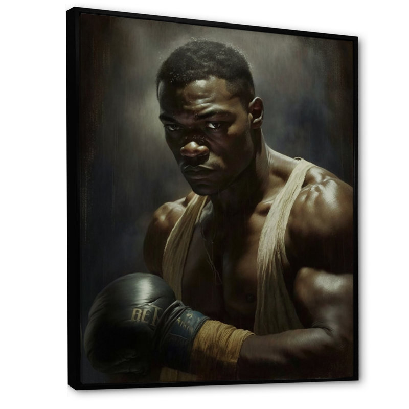 «Wrestling Man», reproduction sur toile, H 20 po x l 12 po x P 1 po, Toile avec cadre flottant noir