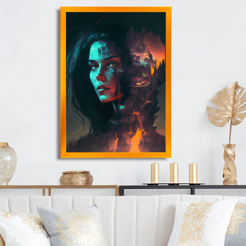- Art mural moderne sur toile, H 20 po x l 12 po x P 1 po, Impression dorée sur toile encadrée