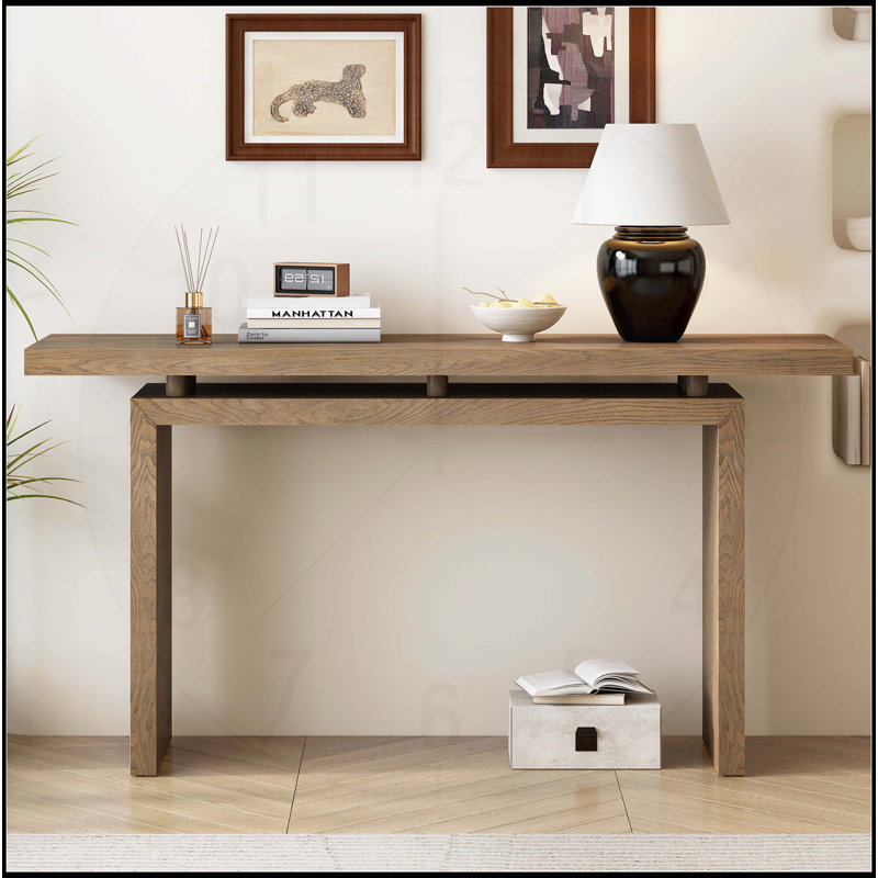 Stylish Ash Veneer Console Table with Smart Design for Various Rooms, Natural