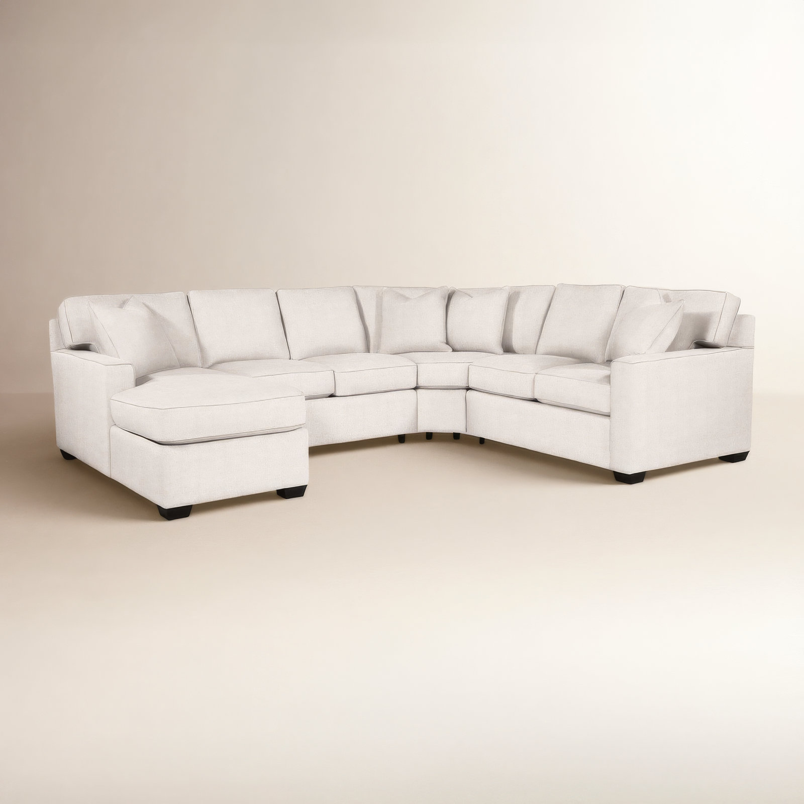 Frye Upholstered U-Sectional, Black, Right Hand Facing, White Sugar Performance; 0863-91