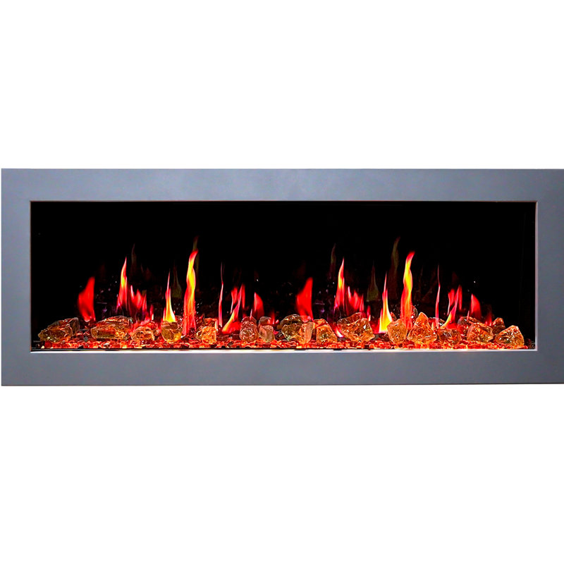 Litedeer Homes Gloria II 48" W Electric Fireplace - Reflective Amber Glass, 58 inch