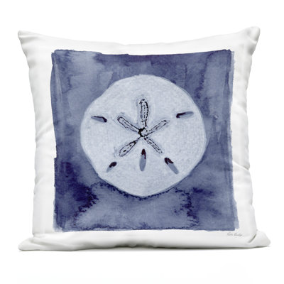 Sand Dollar over Indigo Outdoor Printed Pillow design by Patti Bishop