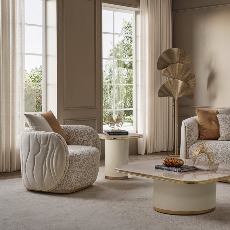 Gineverra End Table - Ivory Gold