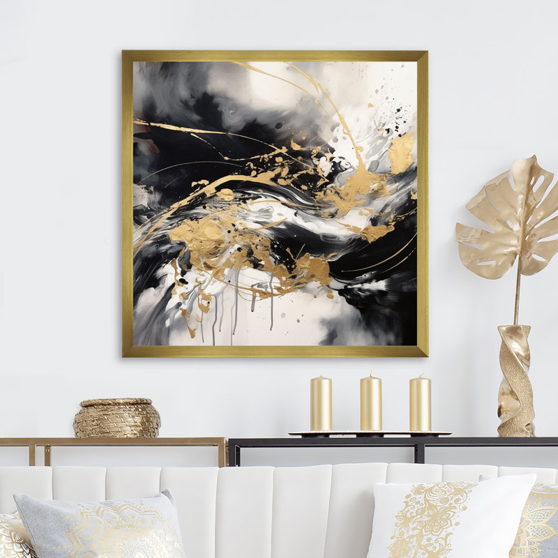 «Exploration des profondeurs du marbre doré II», reproduction sur toile, H 16 po x l 16 po x P 1 po, Encadrement doré