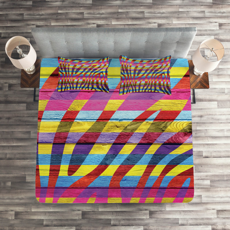 Rustic Polyester Striped Coverlet, Pink