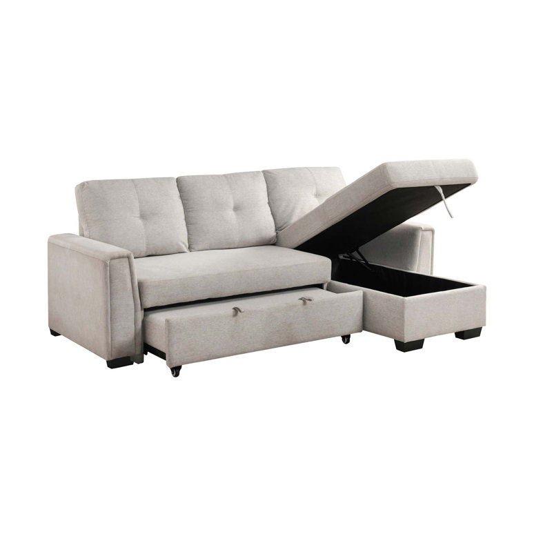 Canapé d'angle moderne 2 pièces avec lit gigogne et rangement dissimulé