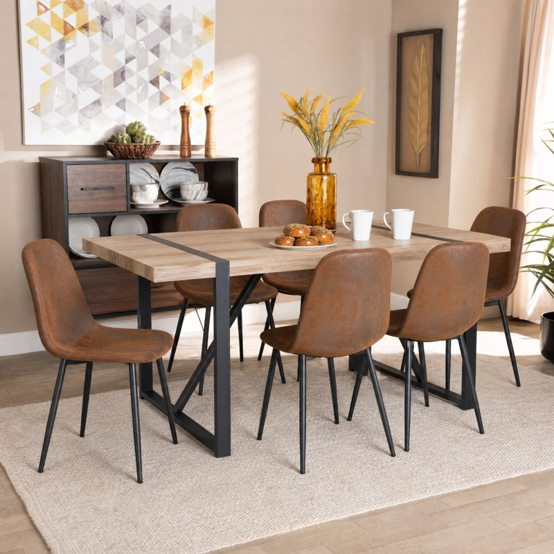 Chaises de salle à manger modernes rembourrées avec pieds en métal (lot de 6), Rembourrage en mousse brune