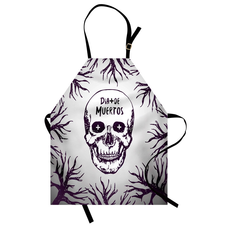 Tablier The Holiday Aisle® Skull unisexe, Spooky Gothic Halloween, taille adulte, mauve