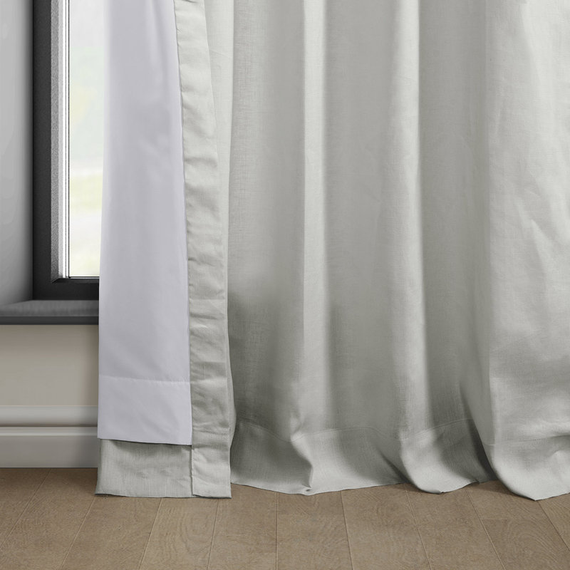 Rideaux 100% lin Britt - drapé simple panneau Britt, L 50 po x L 96 po, Grège clair