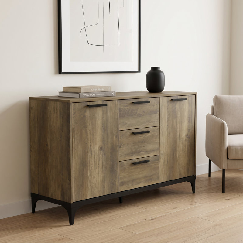 Laurence 2 Door 3 Drawer Sideboard, Knotty Oak