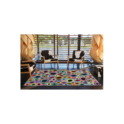 Round Multicolor Patterned Modern Patterned Woven Base Decorative Washable Rug