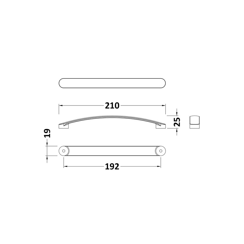 19 1/6cm Centre Bar Handle