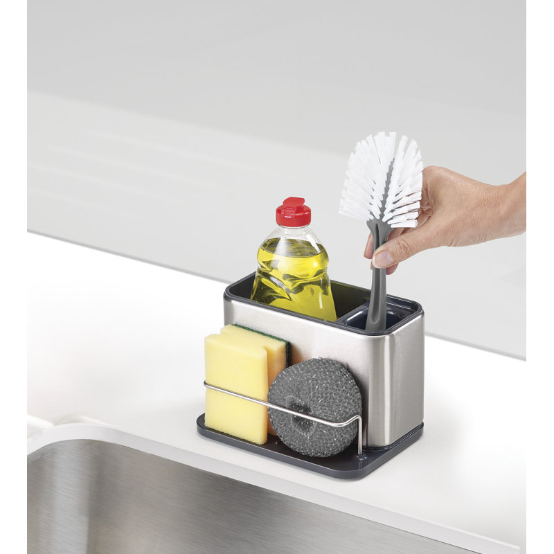 Joseph Joseph Surface Stainless Steel Kitchen Sink Caddy, Black/Silver