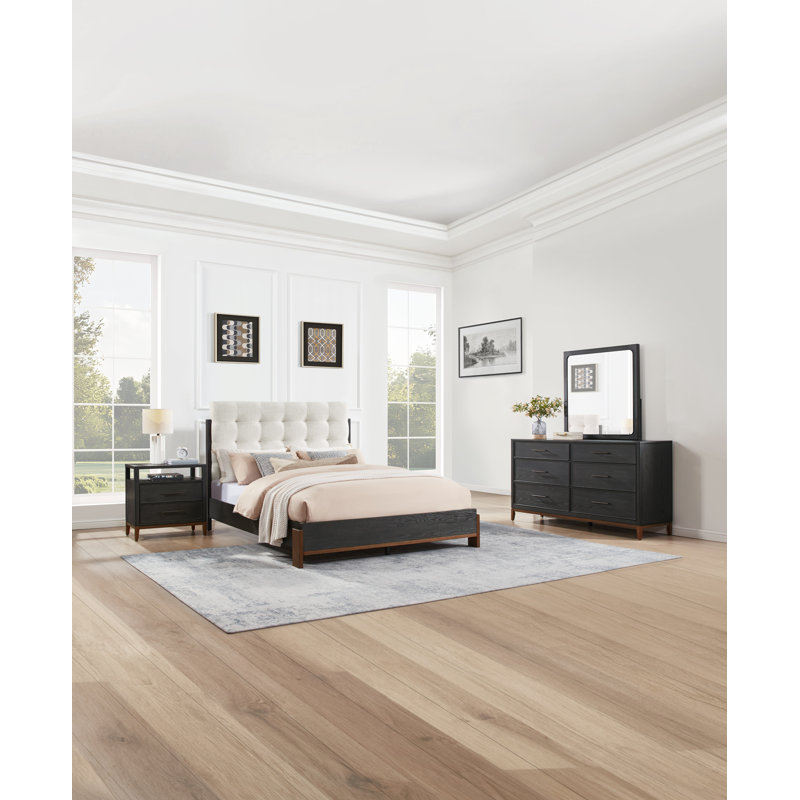 Waterfall Upholstered Platform Bed, Queen 
