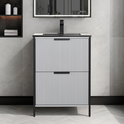 Meuble-lavabo autoportant de 24 po avec lavabo Chriselda