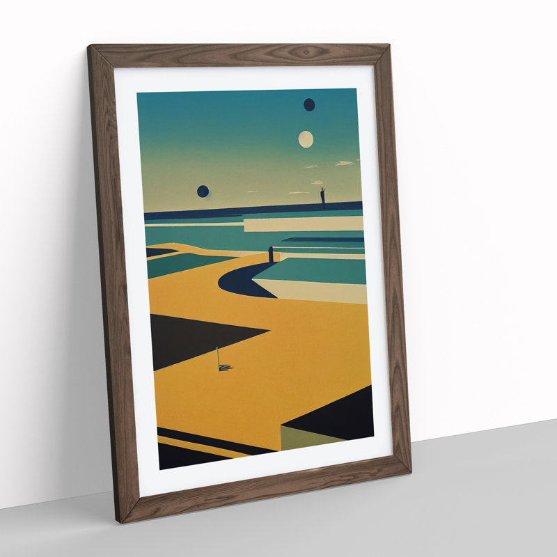 Beach Abstract No.7 - Single Picture Frame Print, 64cm H x 46cm W x 2cm D, Walnut Framed