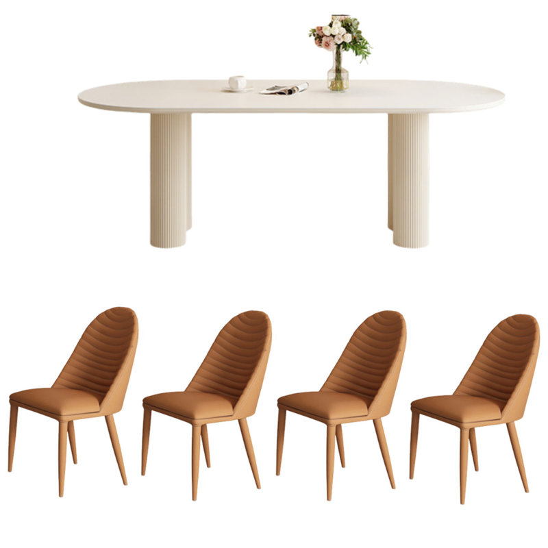 Table de salle à manger style français, Blanc, crème, H 29,9 po x L 70,9 po x l 35,4 po