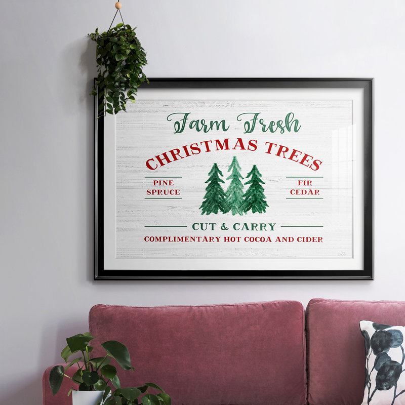 «Farm Fresh Christmas Trees», impression encadrée avec biseau mat et verre, Noir, H 15 po x l 21 po x P 1,5 po