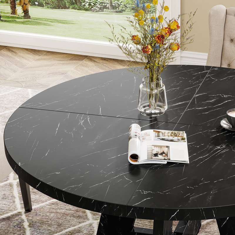 Table de salle à manger ronde 47 po Liena, Marbre noir