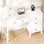 Computer Desk with 4 Drawers, 45 Inch Small Desk for Writing Study, Makeup Vanity Desk with Golden Handle for Girls