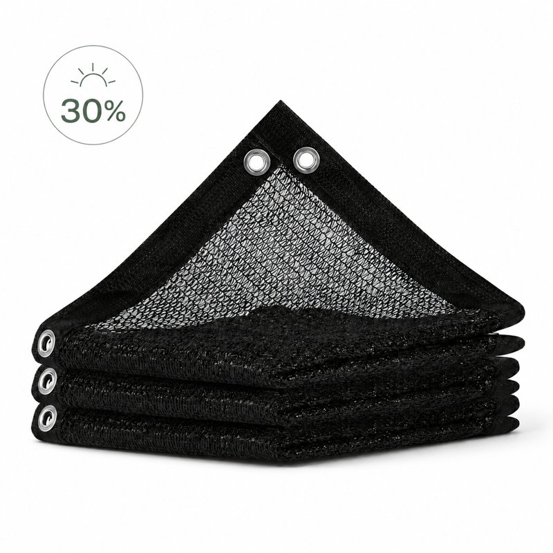 Tissu d'ombrage noir 30% Amgo, abat-jour à œillets robuste pour serre, jardin, patio, pergola, H 96 po x l 120 po x P 0,25 po