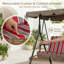 Kozyard Alicia 3-Seat Patio Swing, Outdoor Canopy Swing with Steel Frame, Adjustable Canopy and Removable Cushions for Porch Patio Garden Poolside, Red Stripe-28015068