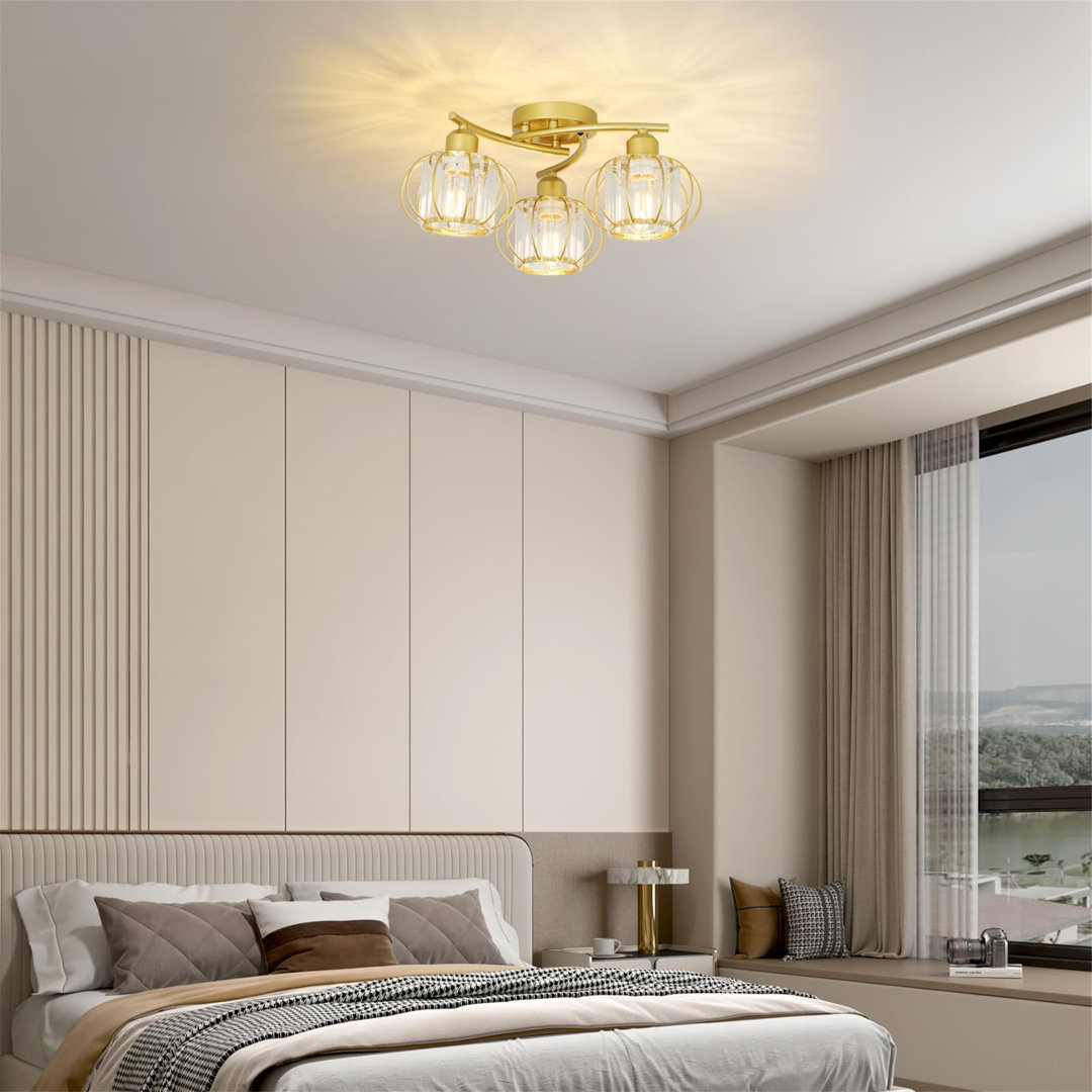 Crystal Ceiling Lights Living Room, 3-Lights Chandeliers, Bulbs Not Included