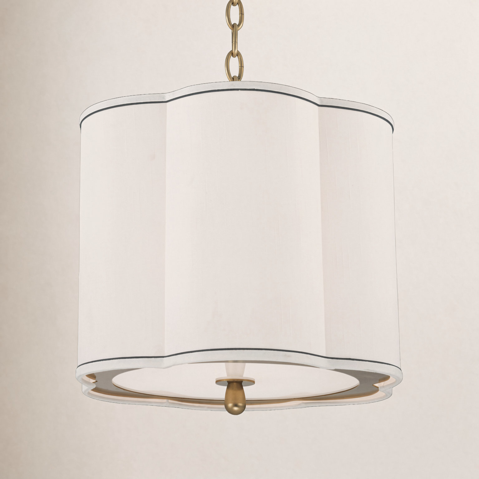 3 - Light Geometric Chandelier, Aged Brass