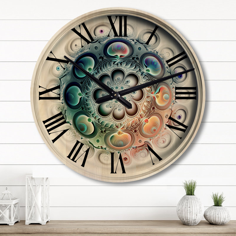 Horloge murale moderne surdimensionnée en bois doux et doux Cymatics Mandala II, Grand