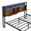 Structure de lit plateforme en métal très grand lit, tête de lit en bois avec fonction de charge, 2 tiroirs, lumières à DEL, pas de sommier, cadre facile à assembler avec charge, assemblage simple, poids de 600 lb-1790104469