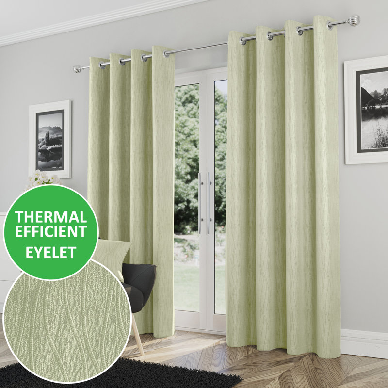 Room Darkening Curtain Pair, 229cm Width x 183cm Drop, Green