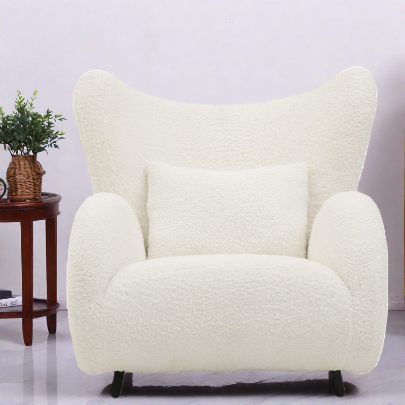 Chaises d'appoint moelleuses 2 pièces, revêtement en peluche blanc, à oreilles modernes pour la maison