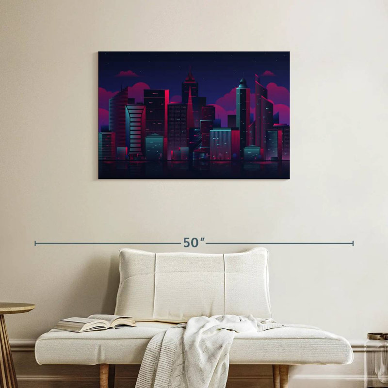 Paysage urbain de nuit Siron, H 24 po x l 36 po