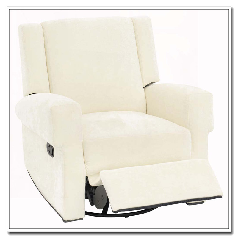 Manual Recliner Nursery Recliner Chair Swivel Rocker Recliner Sofa, White