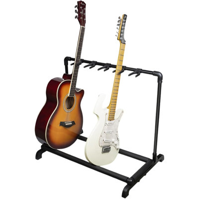 Multi Guitar Rack 5/7 Holder Stand, Universal Guitar Display Rack With Thick Rubber Padding For Classical, Acoustic And Electric Guitars & Bass by Wrought Studio