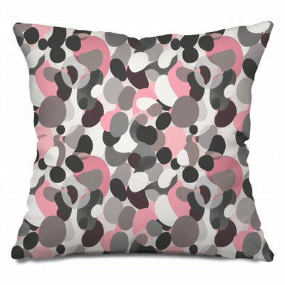 Coussin décoratif réversible en mélange de coton pelucheux Trendy Circles