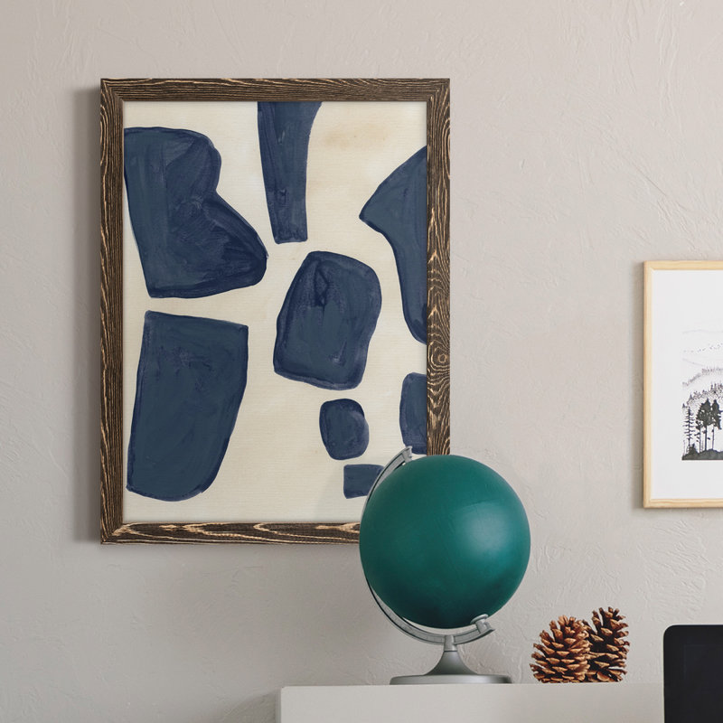 Pièces bleues I, toile encadrée de qualité supérieure - prête à être accrochée, Cadre noyer, H 32 po x l 23 po x P 1 po