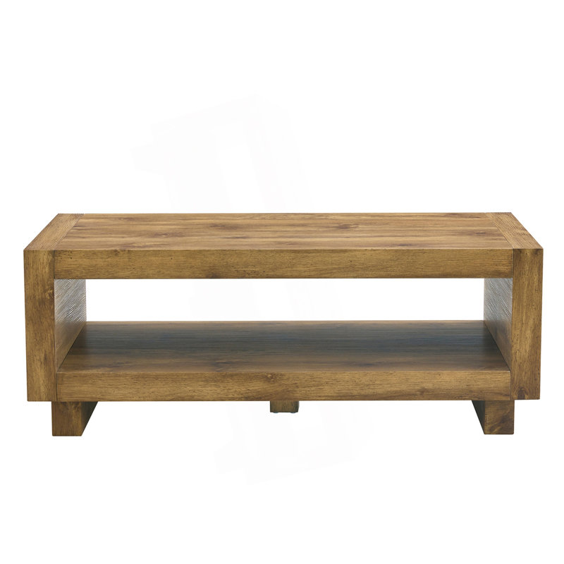 Modern Minimalist Rectangular Coffee Table, Natural Wood