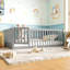 Lit simple avec garde-corps et porte pour enfants, gris-1329187623